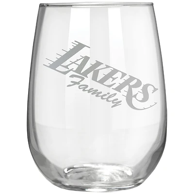 Los Angeles Lakers Etched 17oz. Rally Cry Stemless Wine Glass