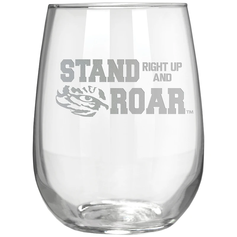 LSU Tigers Etched 17oz. Rally Cry Stemless Wine Glass