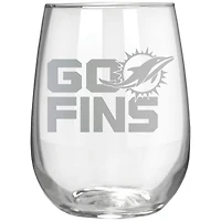 Miami Dolphins Etched 17oz. Rally Cry Stemless Wine Glass
