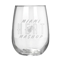 Miami Heat Etched 17oz. Rally Cry Stemless Wine Glass
