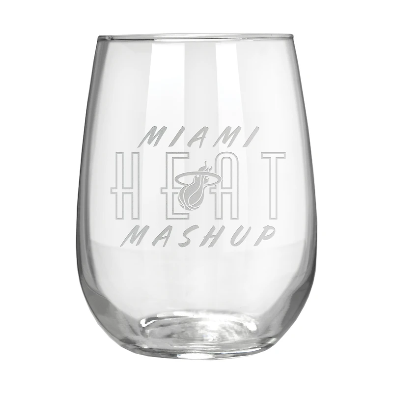 Miami Heat Etched 17oz. Rally Cry Stemless Wine Glass