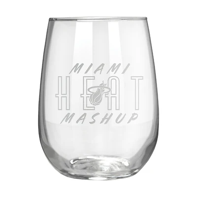 Miami Heat Etched 17oz. Rally Cry Stemless Wine Glass