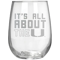Miami Hurricanes Etched 17oz. Rally Cry Stemless Wine Glass