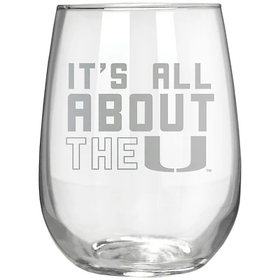 Miami Hurricanes Etched 17oz. Rally Cry Stemless Wine Glass