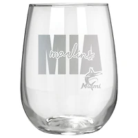 Miami Marlins Etched 17oz. City Stemless Wine Glass