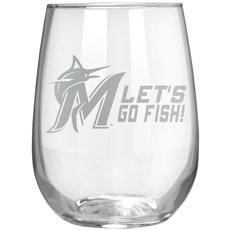 Miami Marlins Etched 17oz. Rally Cry Stemless Wine Glass