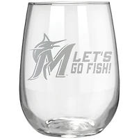Miami Marlins Etched 17oz. Rally Cry Stemless Wine Glass