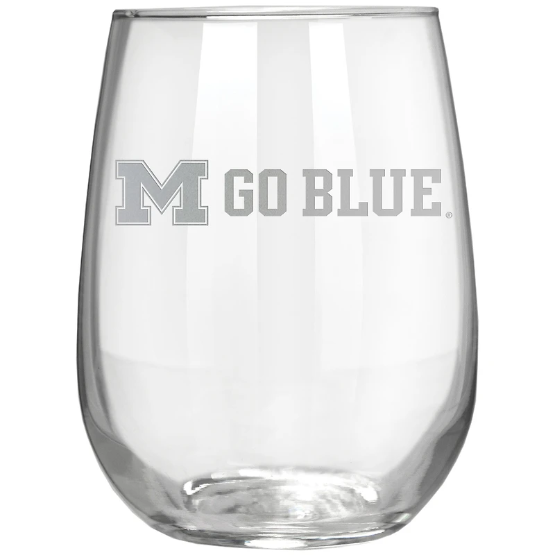 Michigan Wolverines Etched 17oz. Rally Cry Stemless Wine Glass