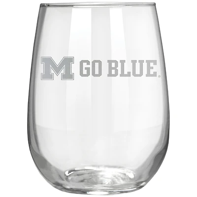 Michigan Wolverines Etched 17oz. Rally Cry Stemless Wine Glass