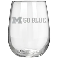 Michigan Wolverines Etched 17oz. Rally Cry Stemless Wine Glass