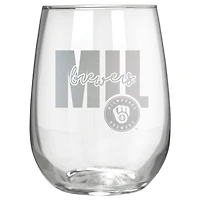 Milwaukee Brewers Etched 17oz. City Stemless Wine Glass