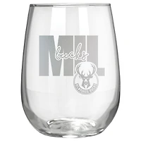 Milwaukee Bucks Etched 17oz. City Stemless Wine Glass