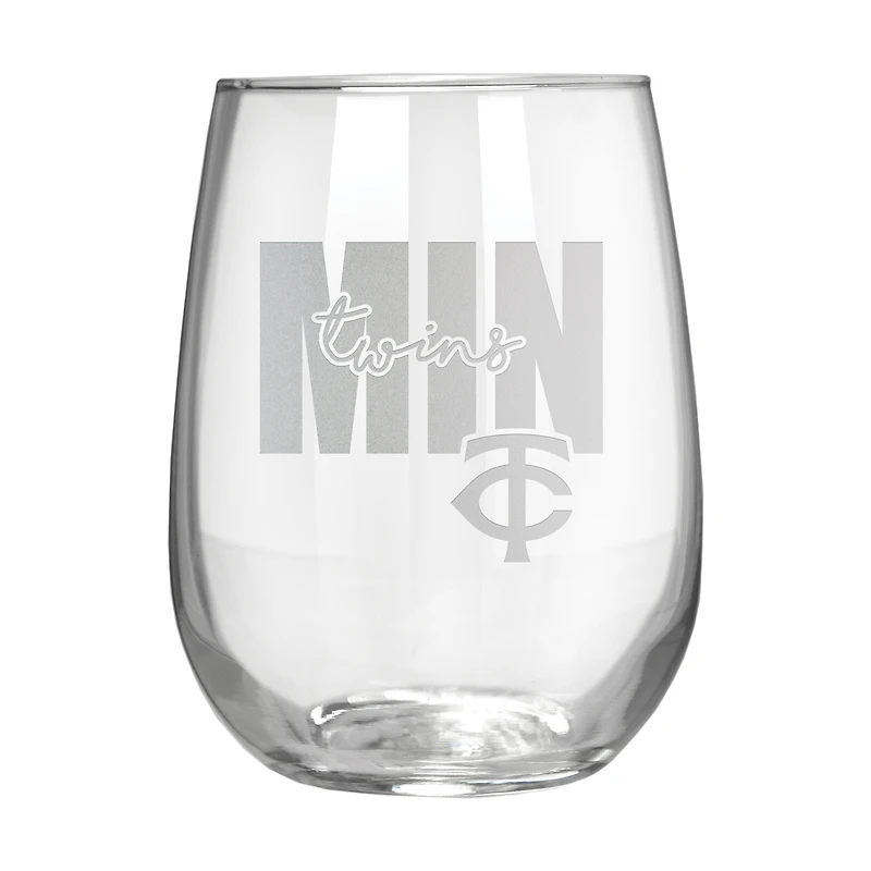 Minnesota Twins Etched 17oz. City Stemless Wine Glass