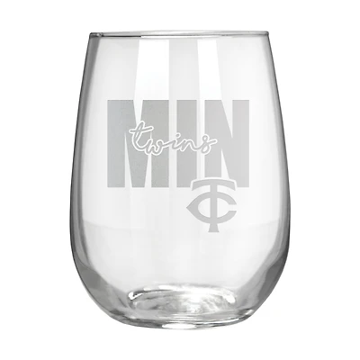 Minnesota Twins Etched 17oz. City Stemless Wine Glass
