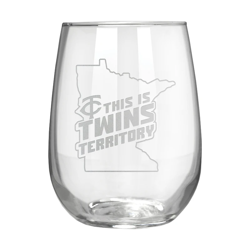 Minnesota Twins Etched 17oz. Rally Cry Stemless Wine Glass