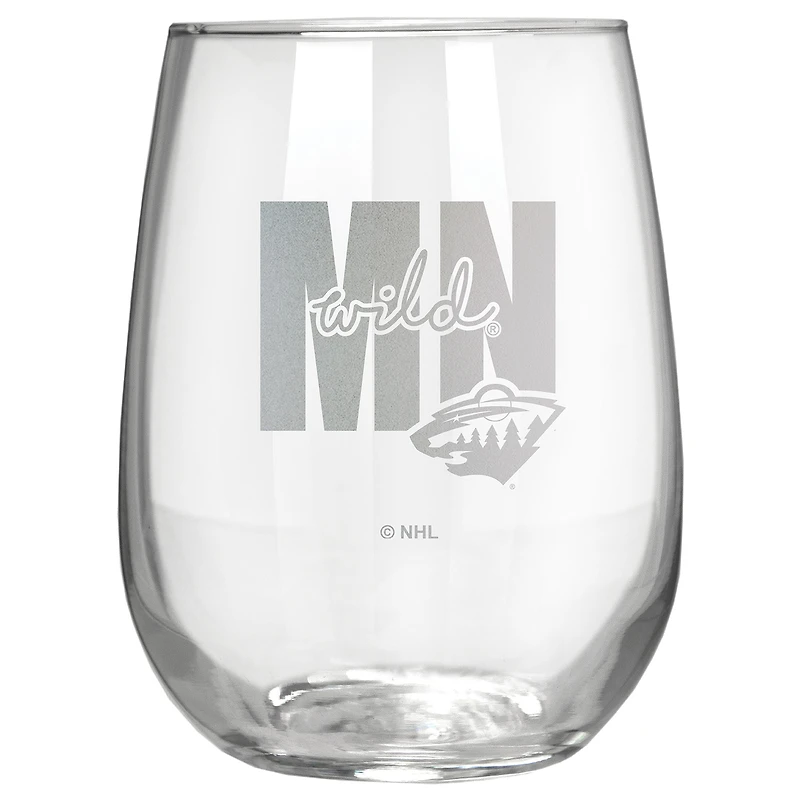 Minnesota Wild Etched 17oz. City Stemless Wine Glass