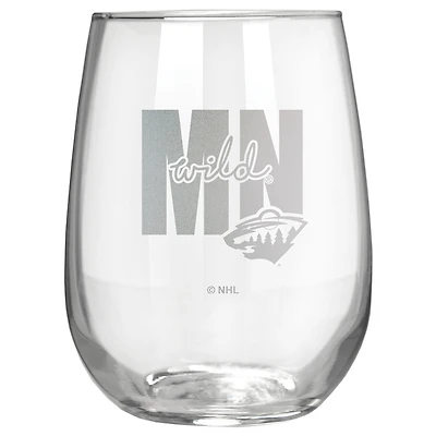 Minnesota Wild Etched 17oz. City Stemless Wine Glass