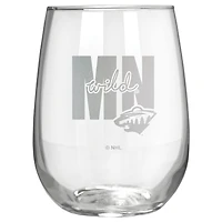 Minnesota Wild Etched 17oz. City Stemless Wine Glass