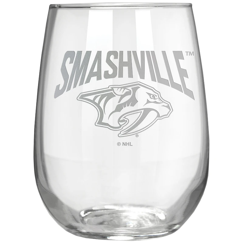 Nashville Predators Etched 17oz. Rally Cry Stemless Wine Glass