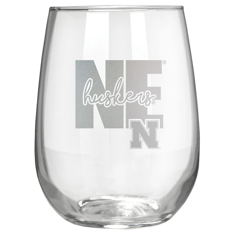 Nebraska Huskers Etched 17oz. City Stemless Wine Glass