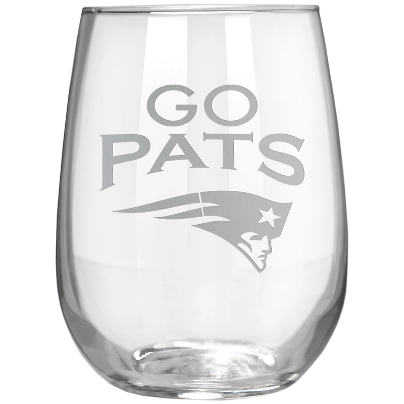 New England Patriots Etched 17oz. Rally Cry Stemless Wine Glass