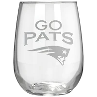 New England Patriots Etched 17oz. Rally Cry Stemless Wine Glass
