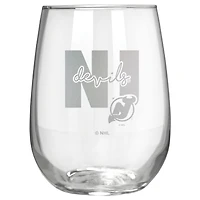 New Jersey Devils Etched 17oz. City Stemless Wine Glass