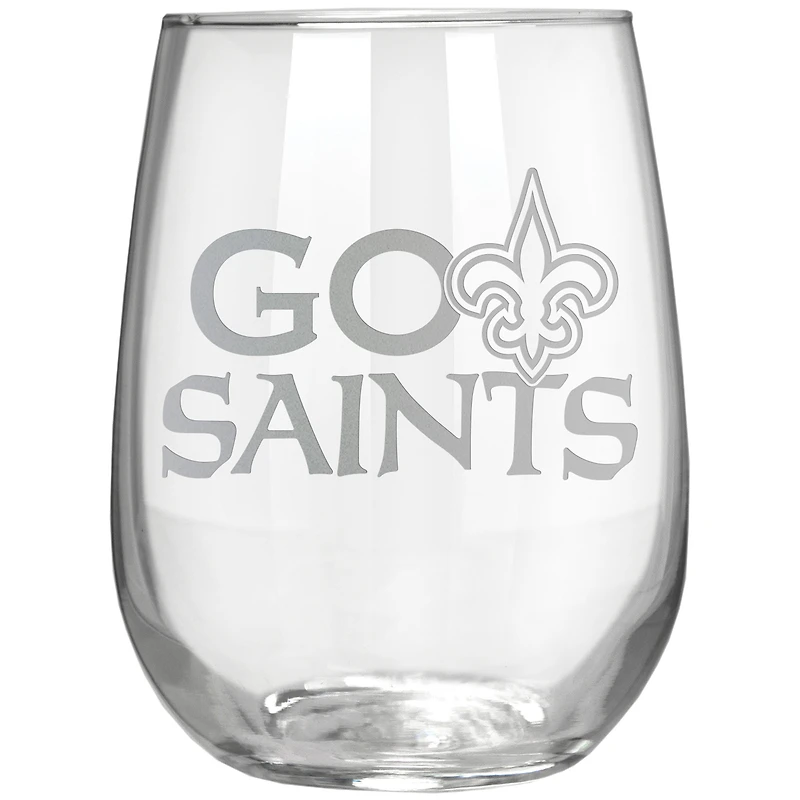New Orleans Saints Etched 17oz. Rally Cry Stemless Wine Glass