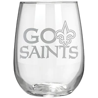 New Orleans Saints Etched 17oz. Rally Cry Stemless Wine Glass