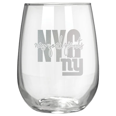 New York Giants Etched 17oz. City Stemless Wine Glass