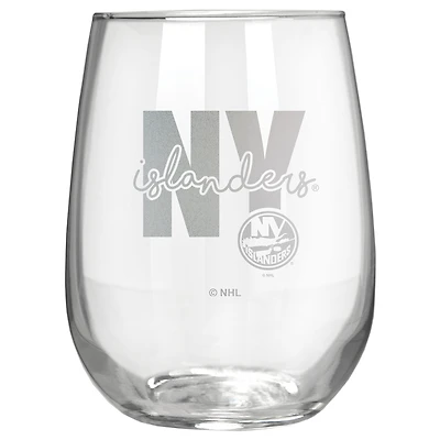 New York Islanders Etched 17oz. City Stemless Wine Glass