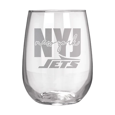 New York Jets Etched 17oz. City Stemless Wine Glass