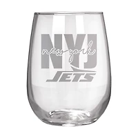 New York Jets Etched 17oz. City Stemless Wine Glass