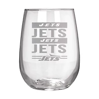 New York Jets Etched 17oz. Rally Cry Stemless Wine Glass