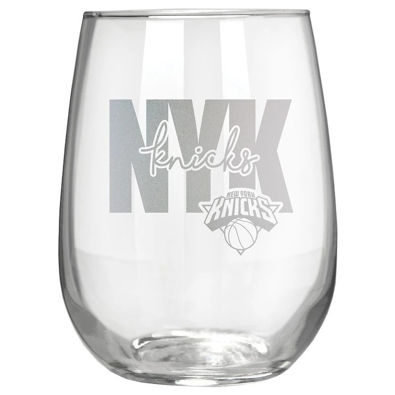 New York Knicks Etched 17oz. City Stemless Wine Glass