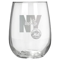 New York Mets Etched 17oz. City Stemless Wine Glass