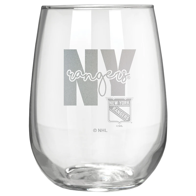 New York Rangers Etched 17oz. City Stemless Wine Glass