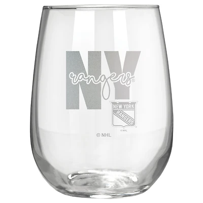 New York Rangers Etched 17oz. City Stemless Wine Glass