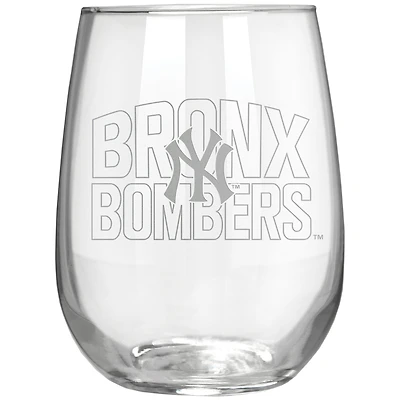New York Yankees Etched 17oz. Rally Cry Stemless Wine Glass
