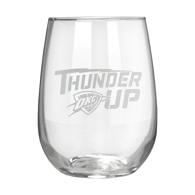 Oklahoma City Thunder Etched 17oz. Rally Cry Stemless Wine Glass