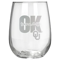 Oklahoma Sooners Etched 17oz. City Stemless Wine Glass