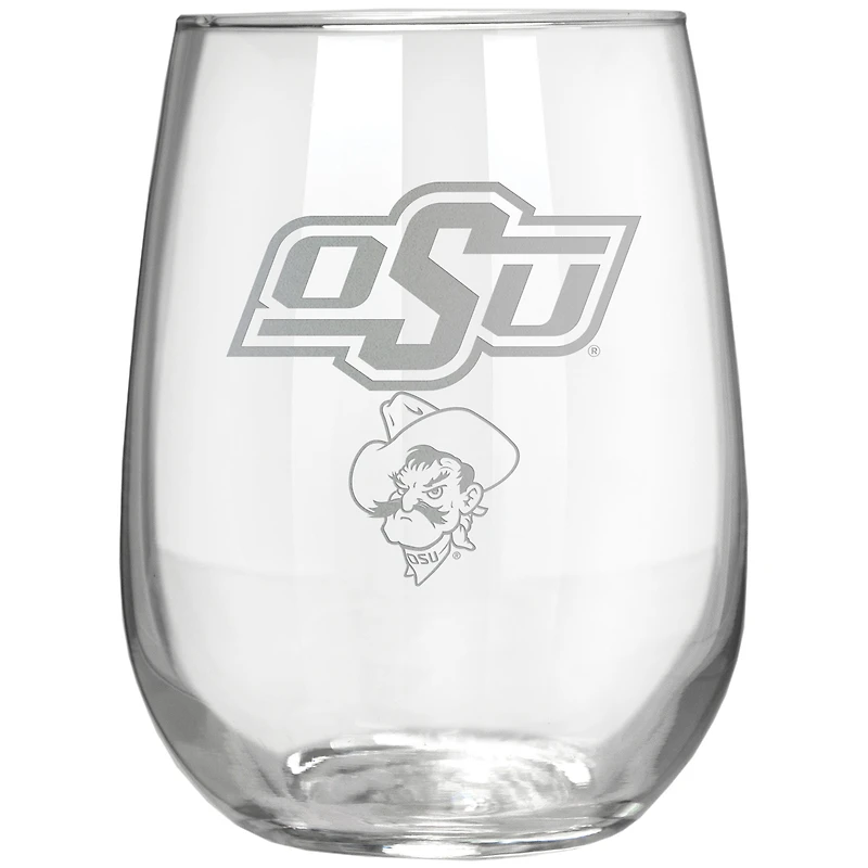 Oklahoma State Cowboys Etched 17oz. Rally Cry Stemless Wine Glass