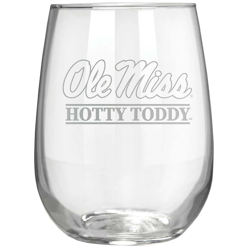Ole Miss Rebels Etched 17oz. Rally Cry Stemless Wine Glass