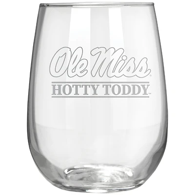 Ole Miss Rebels Etched 17oz. Rally Cry Stemless Wine Glass