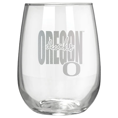 Oregon Ducks Etched 17oz. City Stemless Wine Glass
