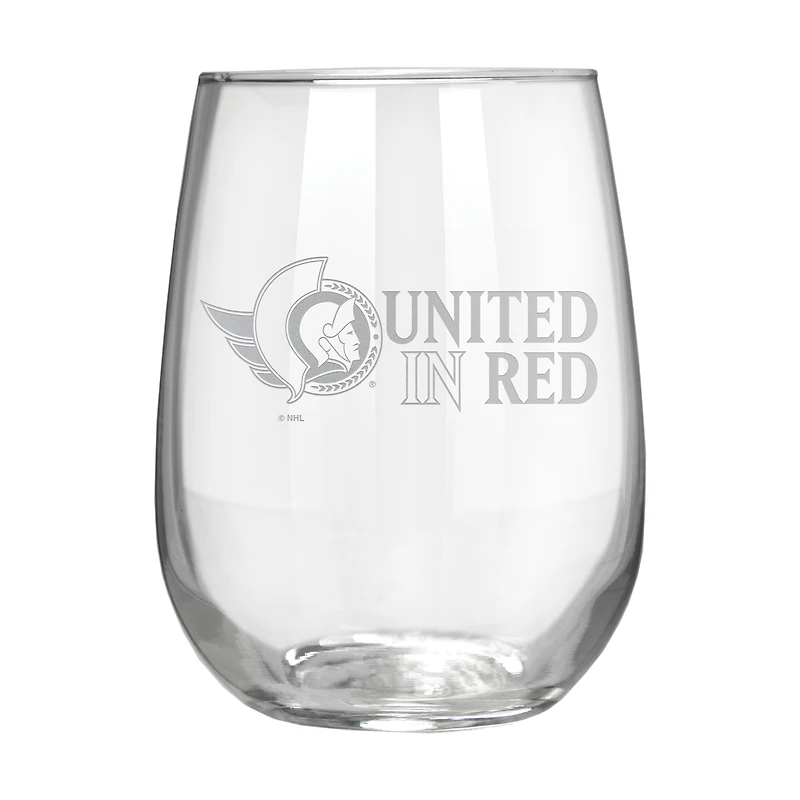 Ottawa Senators Etched 17oz. Rally Cry Stemless Wine Glass