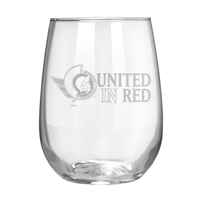 Ottawa Senators Etched 17oz. Rally Cry Stemless Wine Glass