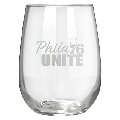 Philadelphia 76ers Etched 17oz. Rally Cry Stemless Wine Glass
