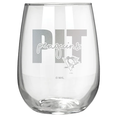 Pittsburgh Penguins Etched 17oz. City Stemless Wine Glass