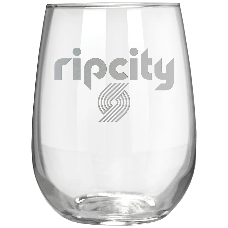Portland Trail Blazers Etched 17oz. Rally Cry Stemless Wine Glass